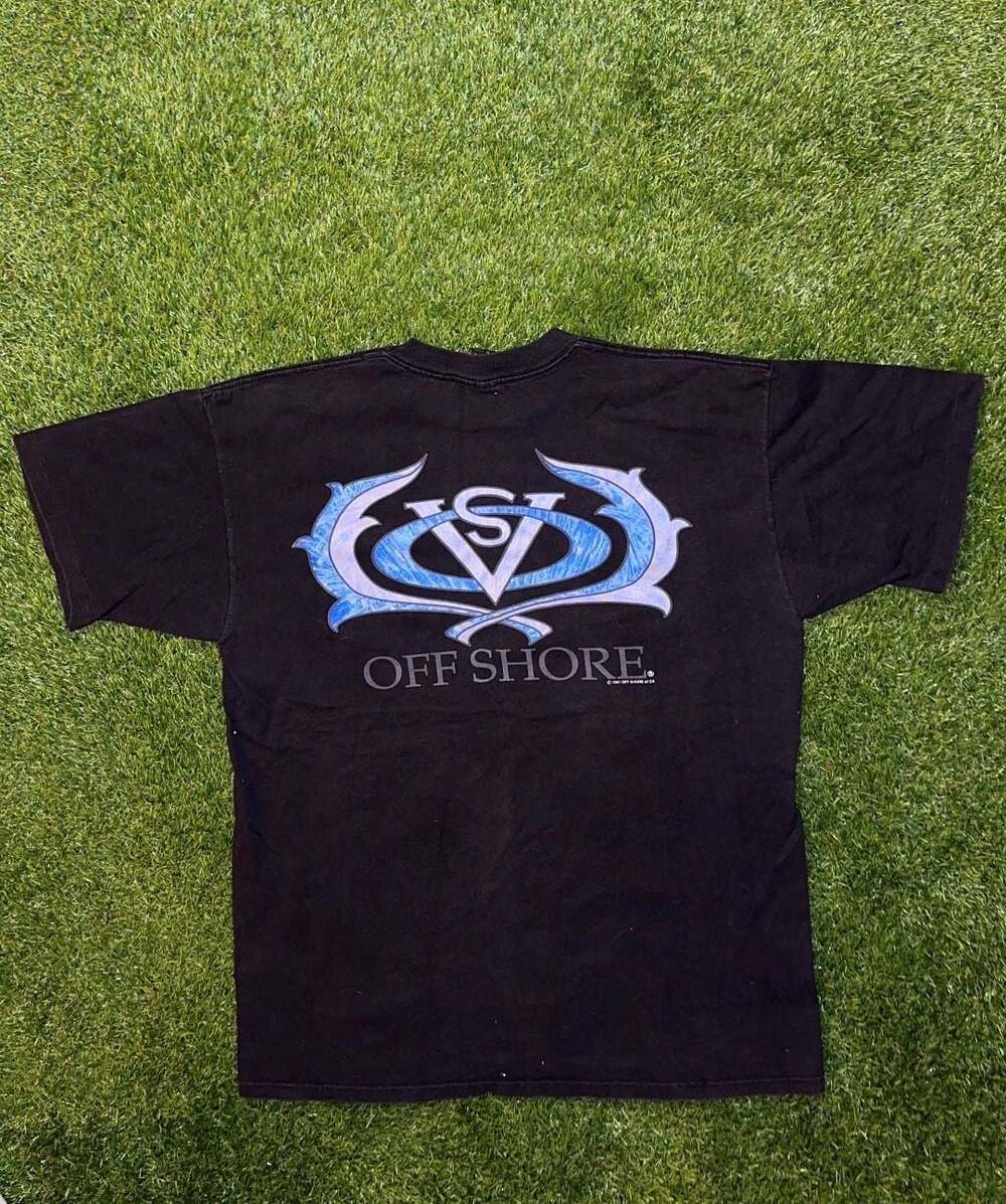 Vintage 1991 Off Shore Graphic T-Shirt Black Size L